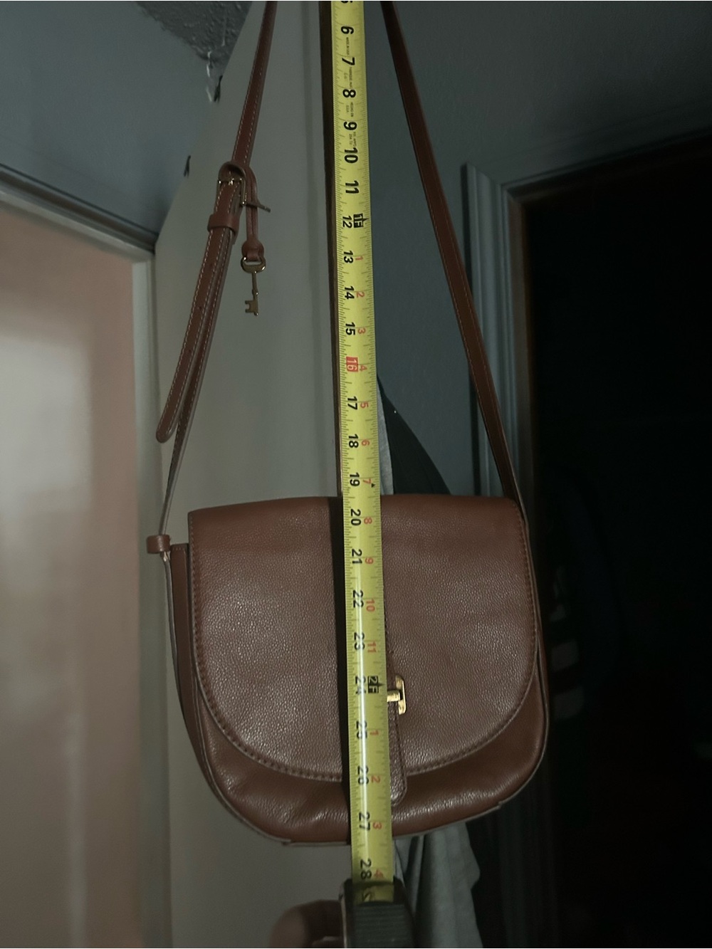 Fossil Brown Leather Crossbody Saddle Bag